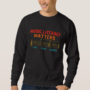 Sudadera La Alfabetización Musical Me Gusta Comer Cachorros