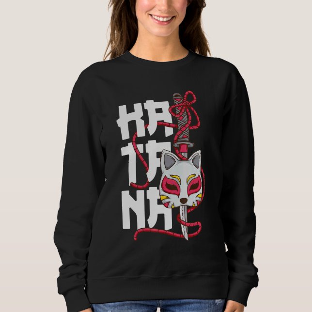 Sudadera La antigua mascara japonesa con flores de cerezo S (Anverso)