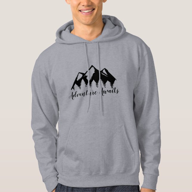 Sudadera La Aventura Espera Montañas Y Árboles Forestales (Anverso)