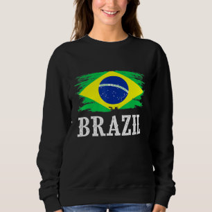 Sudadera La bandera de Brasil antigua que amo a Brasil