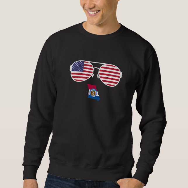 Sudadera La bandera de Misuri y la bandera de Estados Unido (Anverso)
