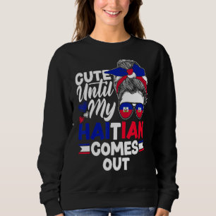 Sudadera La bandera haitiana haitiana cortada hasta mi Com