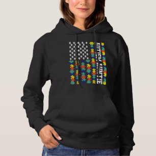 Sudadera La bandera norteamericana vintage del autismo y el