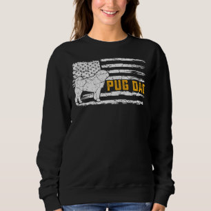 Sudadera La bandera norteamericana vintage del perro pug or