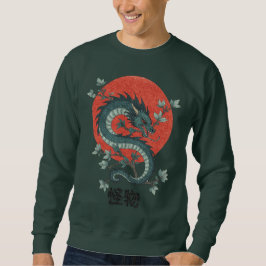 Sudadera La bestia mítica se levanta bajo el sol rojo