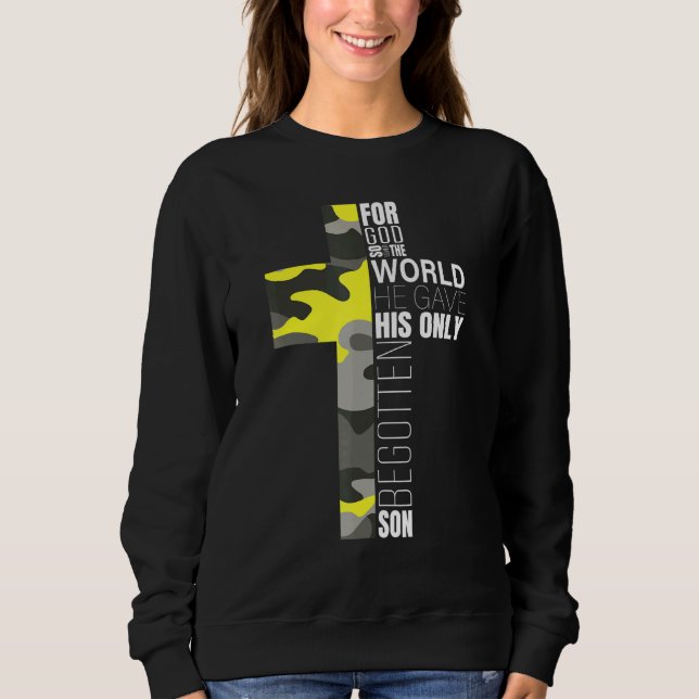 Sudadera La Biblia Cristiana Camo Verse John 316 Faith God  (Anverso)