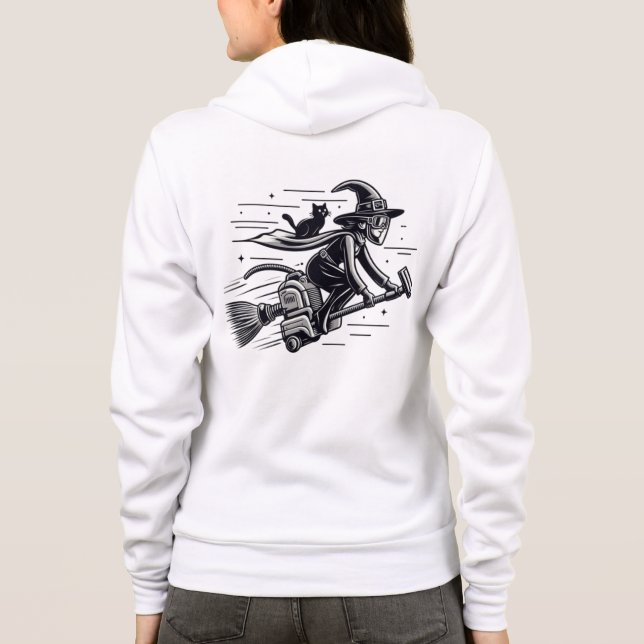 Sudadera ¡La bruja se escapa de Halloween terriblemente ráp (Reverso)