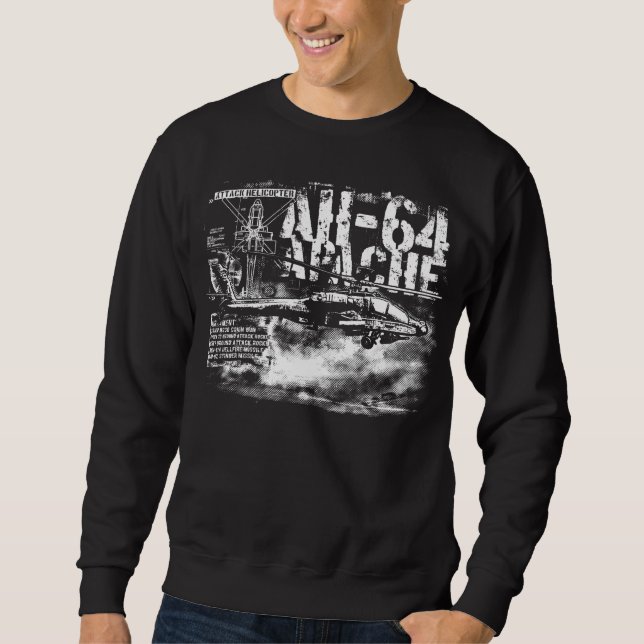 Sudadera La camiseta básica de los hombres de AH-64 Apache (Anverso)