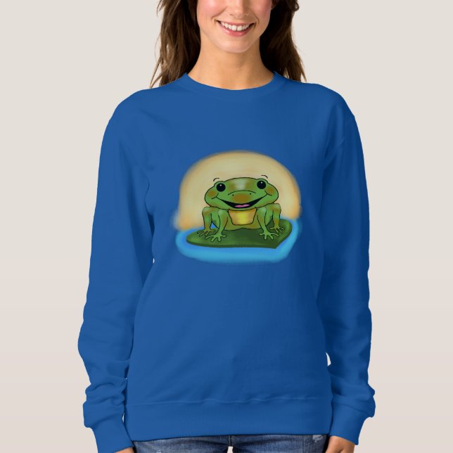 Sudadera La camiseta de las mujeres felices de la rana (Anverso)