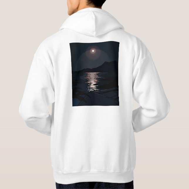 Sudadera La capucha marina brilla bajo la luna llena. (Reverso)