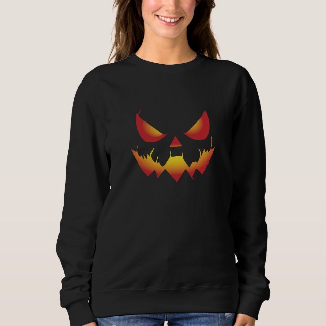Sudadera La cara de la calabaza de Halloween espumosa en el (Anverso)