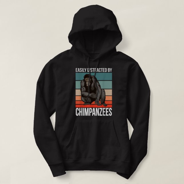 Sudadera La Ch Distrae Fácilmente La Cita De Chimpancé Retr (Diseño del anverso)