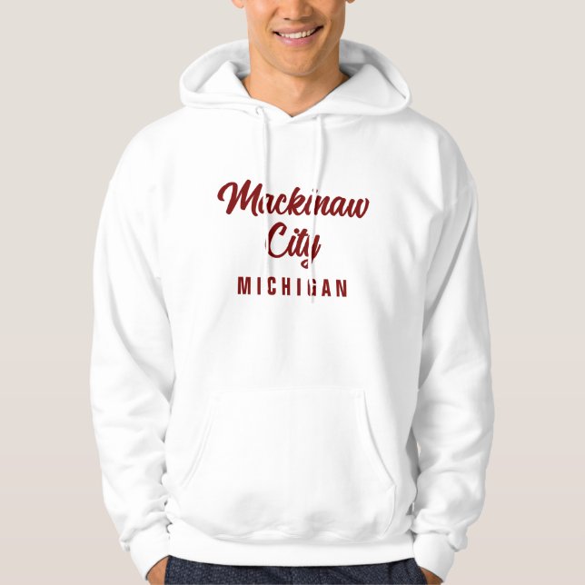 Sudadera La ciudad de Mackinaw en Michigan Printed Hoodie (Anverso)
