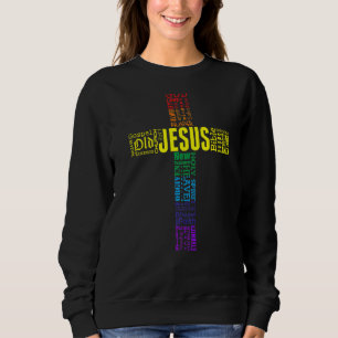 Sudadera La Cruz De Jesucristo Nube De Palabras Arcoiris