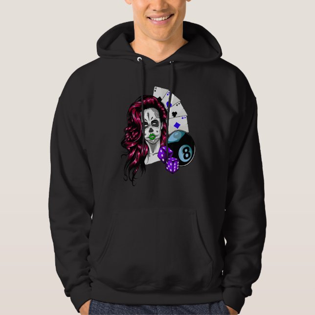 Sudadera La dama de póquer apostando con la cara de los dad (Anverso)