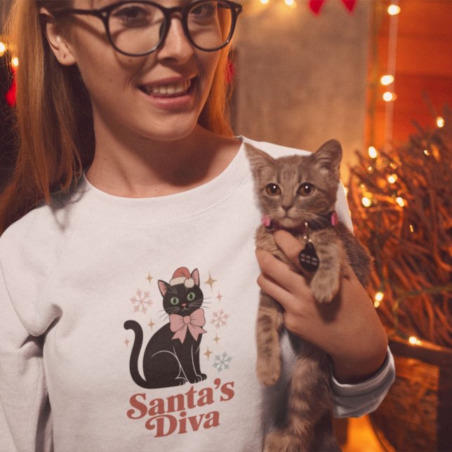 Sudadera La Diva de Santa Gato de Navidad Lindo para Ella (Subido por el creador)