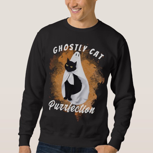 Sudadera La erección gata fantasma, Halloween de gato negro (Anverso)