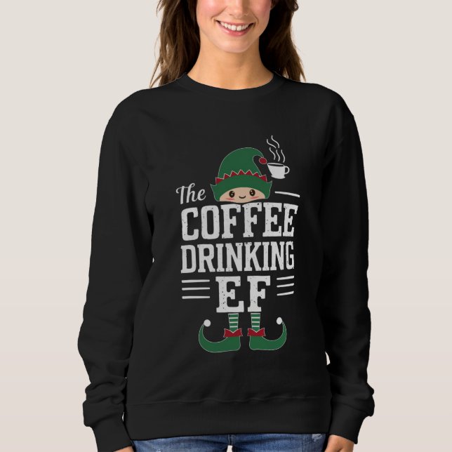 Sudadera La familia de elfos bebedores de café que combina  (Anverso)