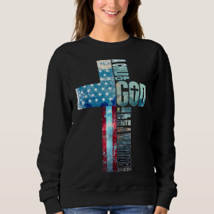Sudadera La fe cruza la bandera estadounidense Cristo Jesús