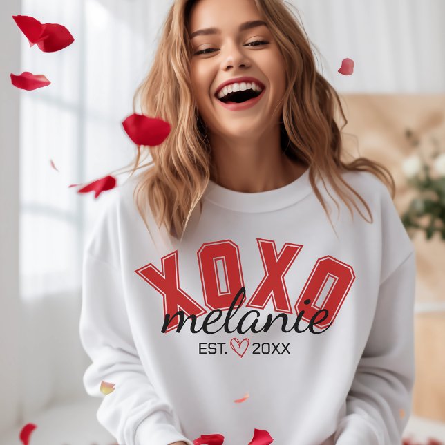 Sudadera La fecha de diseño de XOXO Valentine se hizo con l (Subido por el creador)