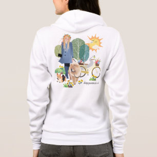 Sudadera LA FELICIDAD ES Chow Corgi -BACK blanco y arte fro