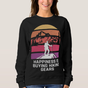 Sudadera La felicidad es comprar equipo de senderismo Frase