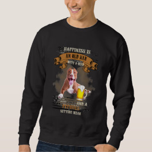 Sudadera La Felicidad Es Un Viejo Con Cerveza Y Un Pitbull