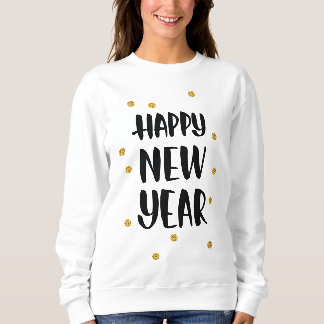 Sudadera La Feliz Año Nuevo linda redacta la camiseta (Anverso)