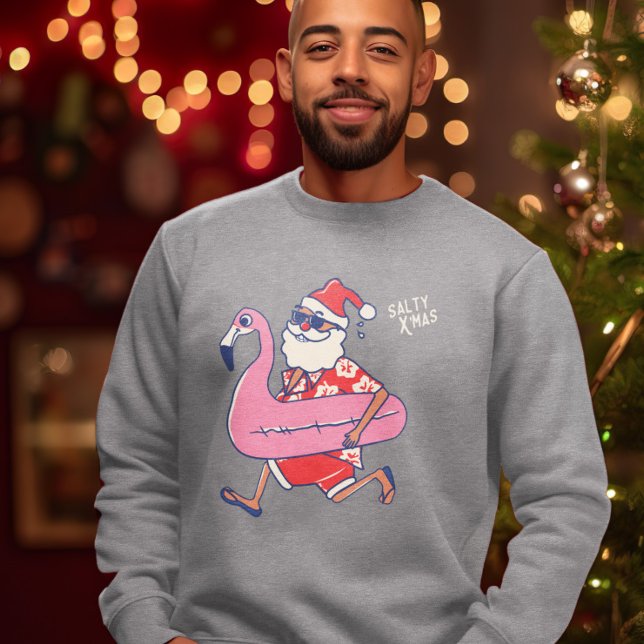 Sudadera La fuga de Navidades de Mele Kalikimaka Santa Flam (Mele Kalikimaka Santa Flamingo Christmas Getaway Sweatshirt)