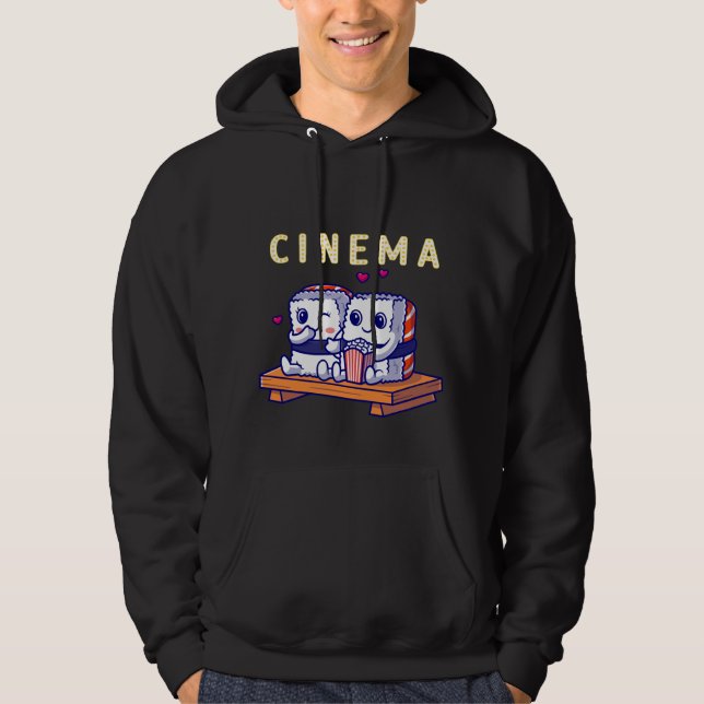 Sudadera La graciosa pareja de sushi de Kawaii viendo cine  (Anverso)
