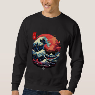 Sudadera La gran ola de la futurista D de Kanagawa en Hokus