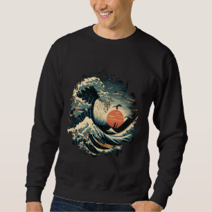 Sudadera La gran ola del arte japonés de Kanagawa