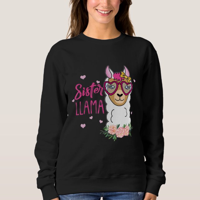 Sudadera La hermana Lama Boho flor un corazón rosado (Anverso)