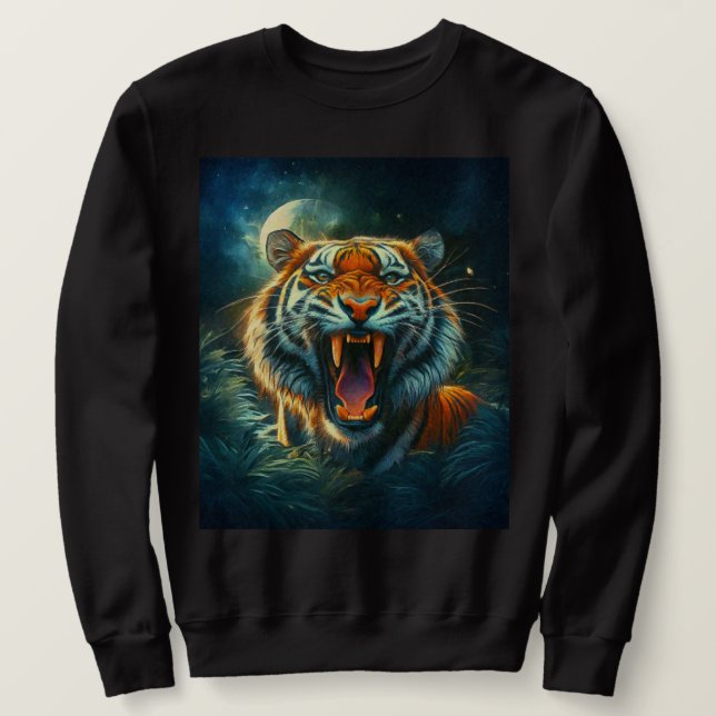 Sudadera La jungla iluminada por la luna del tigre (Anverso del diseño)