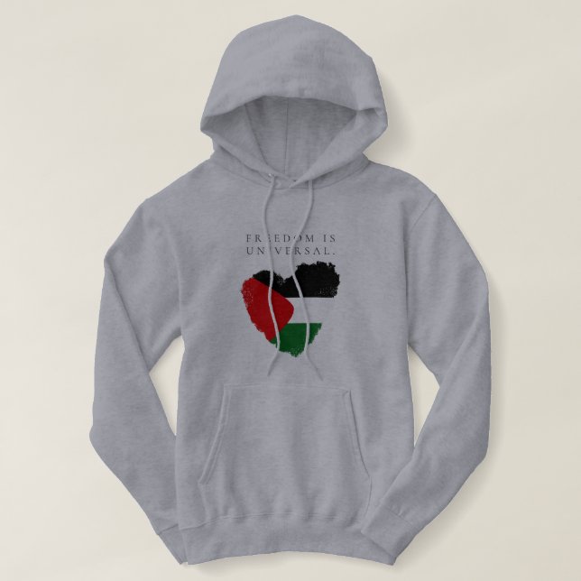 Sudadera “La Libertad Es Universal” con bandera corazón de  (Diseño del anverso)