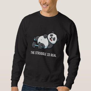 Sudadera La Lucha es Real Panda Humor de Fitness para Chico
