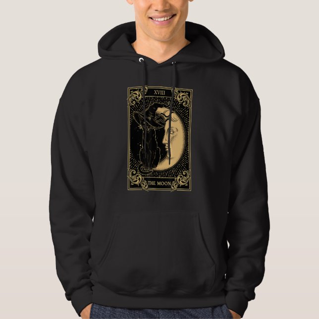 Sudadera La luna Tarot Xvii inspiró al gato negro Gorra O (Anverso)