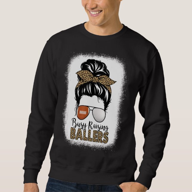 Sudadera La Madre Del Fútbol Y El Golf Messy Bun Leopard Oc (Anverso)