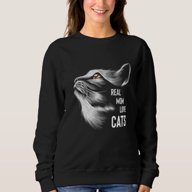 Sudadera La Madre Real Ama Los Gatos El Día De La Madre (Anverso)