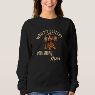 Sudadera La mamá más fría del mundo, Dachshund, se divierte