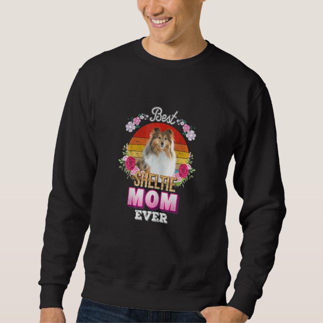 Sudadera La mejor madre del perro jamás Sheltie Floral Retr (Anverso)