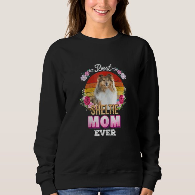 Sudadera La mejor madre del perro jamás Sheltie Floral Retr (Anverso)