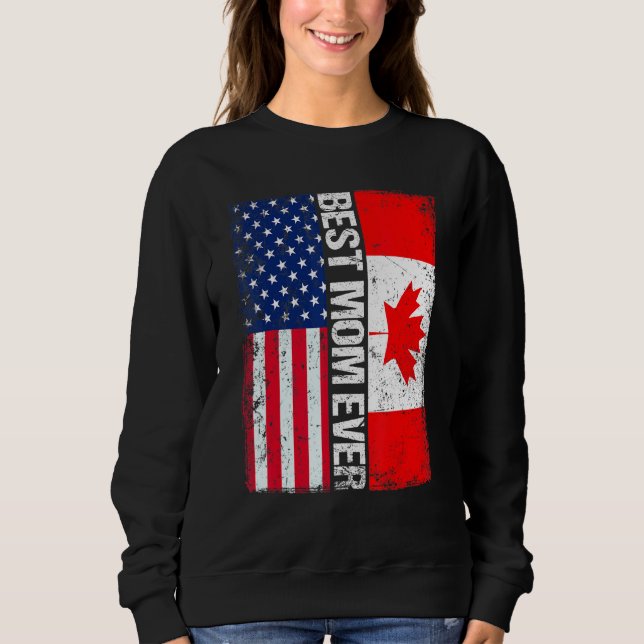 Sudadera La mejor mamá jamás mujeres retro bandera de Canad (Anverso)