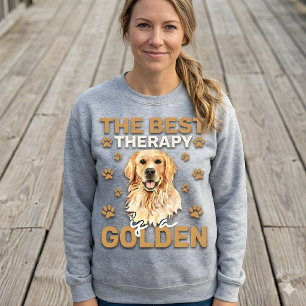 Sudadera La mejor terapia es un amante de los perros dorado