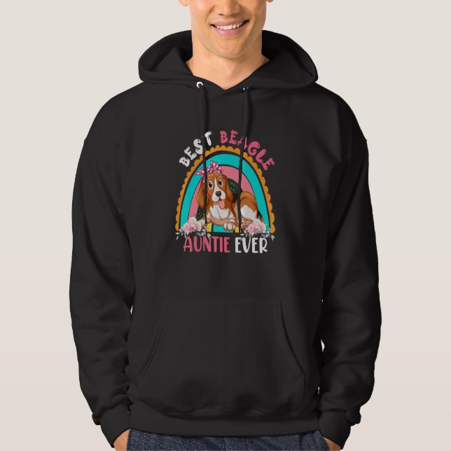 Sudadera La mejor tía beagle, perro con flores de arcoiris, (Anverso)