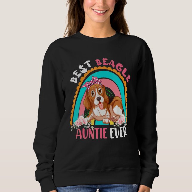 Sudadera La mejor tía beagle, perro con flores de arcoiris, (Anverso)