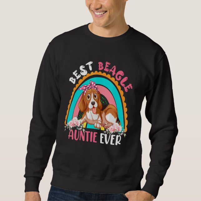 Sudadera La mejor tía beagle, perro con flores de arcoiris, (Anverso)