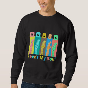 Sudadera La música alimenta mi alma negrita Leyendo letra U