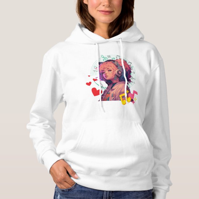 Sudadera La música sólo vibra la camiseta - Chica de anime  (Anverso)