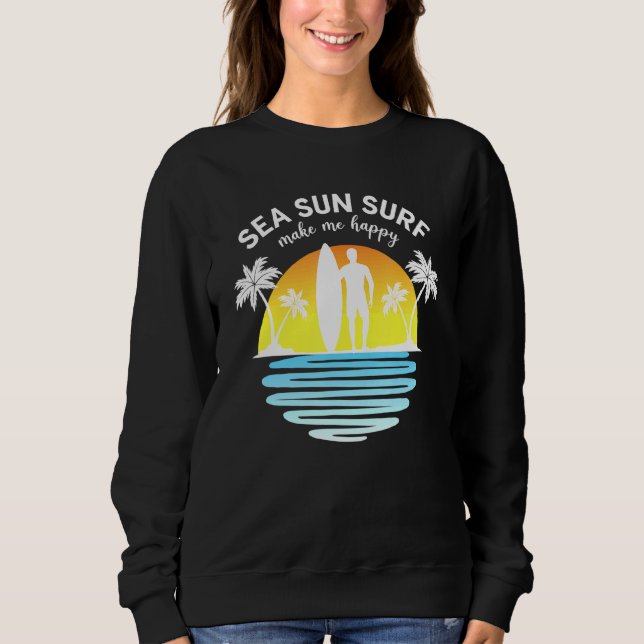 Sudadera La ola de surf solar marina me hace feliz surfista (Anverso)